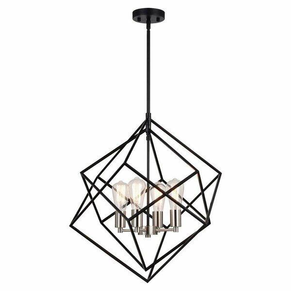 Perfecttwinkle 23.5 in. Rad 4 Light Pendant Black & Satin Nickel PE3257409